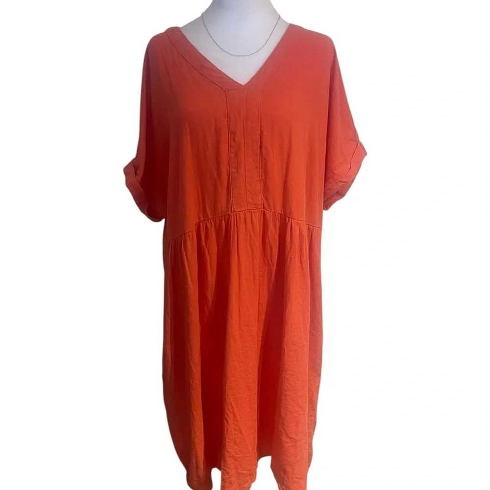 Briggs Orange Midi Dress Size XL – Cottagecore Fall Style with Pockets